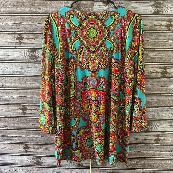 Chico's Paisley Print Top Size 2 - Picture 2 of 9